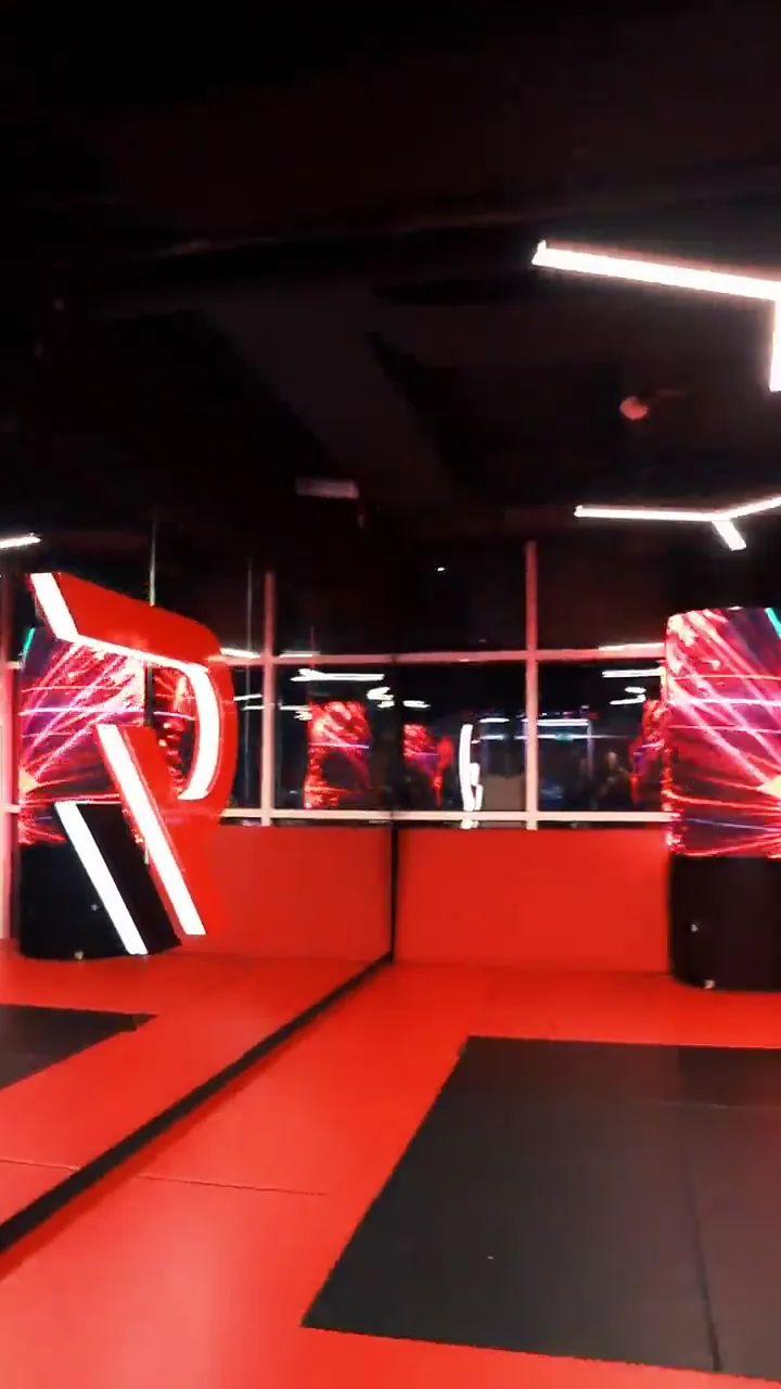 Group fitness studio floor at Red Gym, Barsha Heights, Dubai